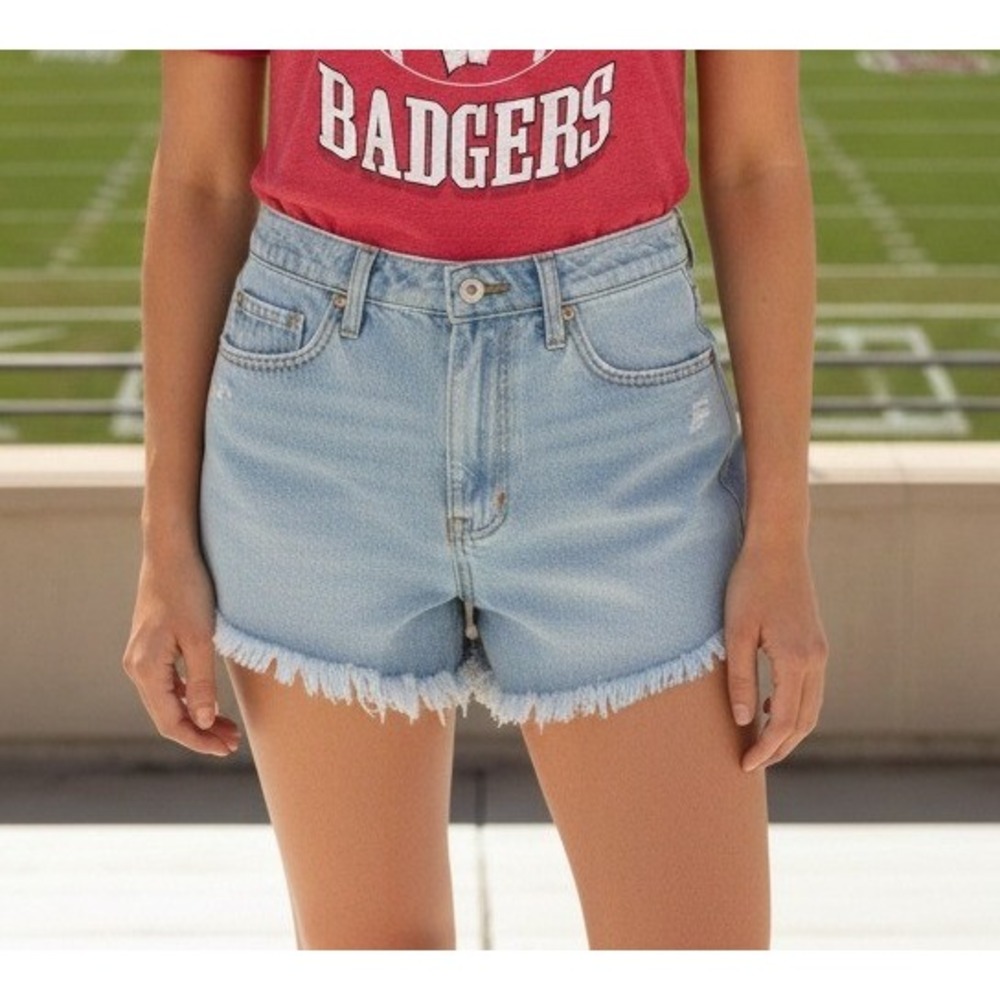 Wild Fable Denim Jean Shorts High Rise Button Fly CutOff‎ Streetwear Blue Size 4